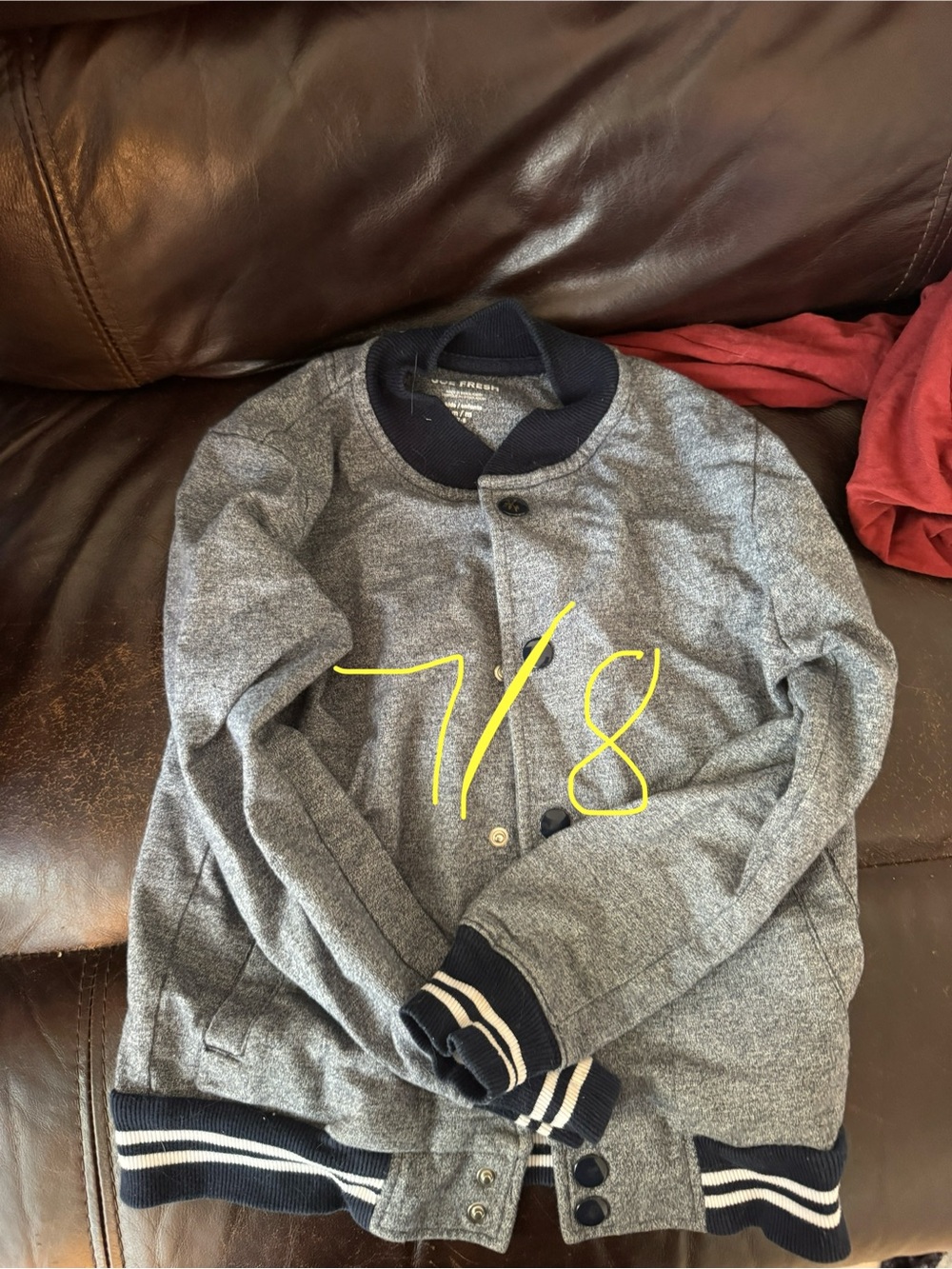 Joe Fresh Kids Grey Varsity Bomber Jacket - Size 7/8